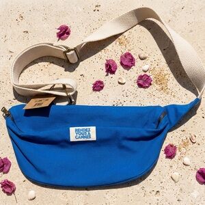 NWT Cannes France Blue Canvas Belt Bag